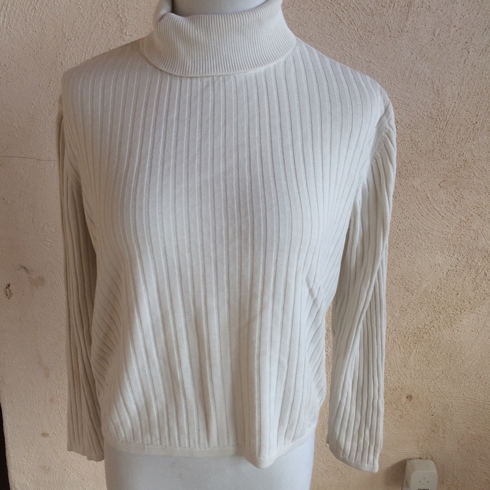AUGUST SILK CREAM KNIT SWEATER L